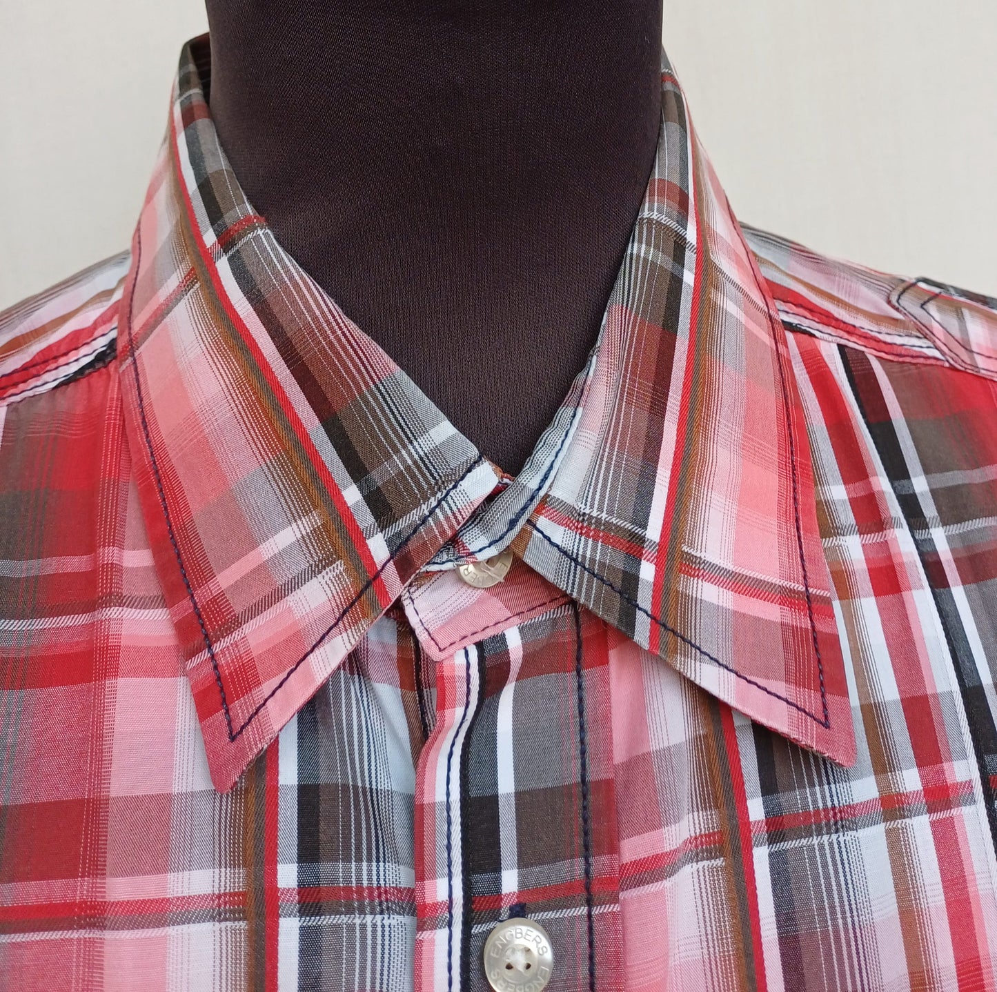 Lot Of 3 Engbers 100% Cotton Button-Up Check Shirt Size 43-44/Mens XL Oversized