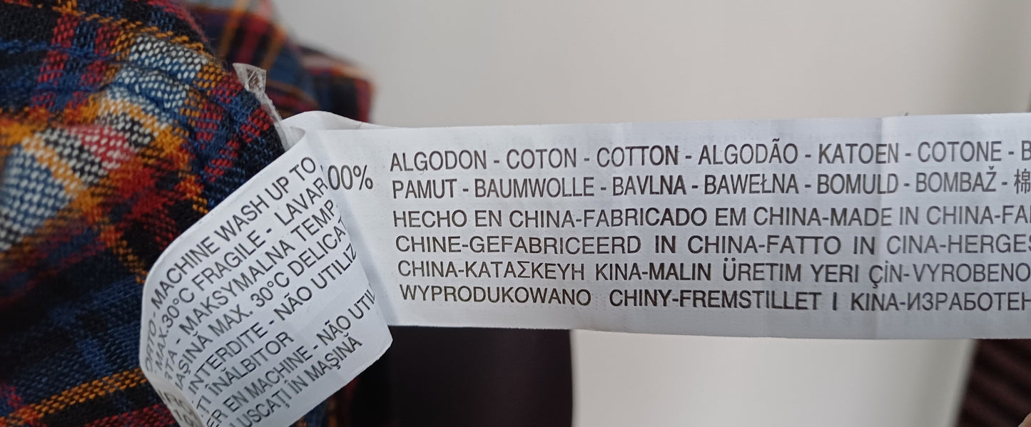 New With Tags Zara Young Checkered Plaid Cotton Button Up Flannel Shirt Mens L