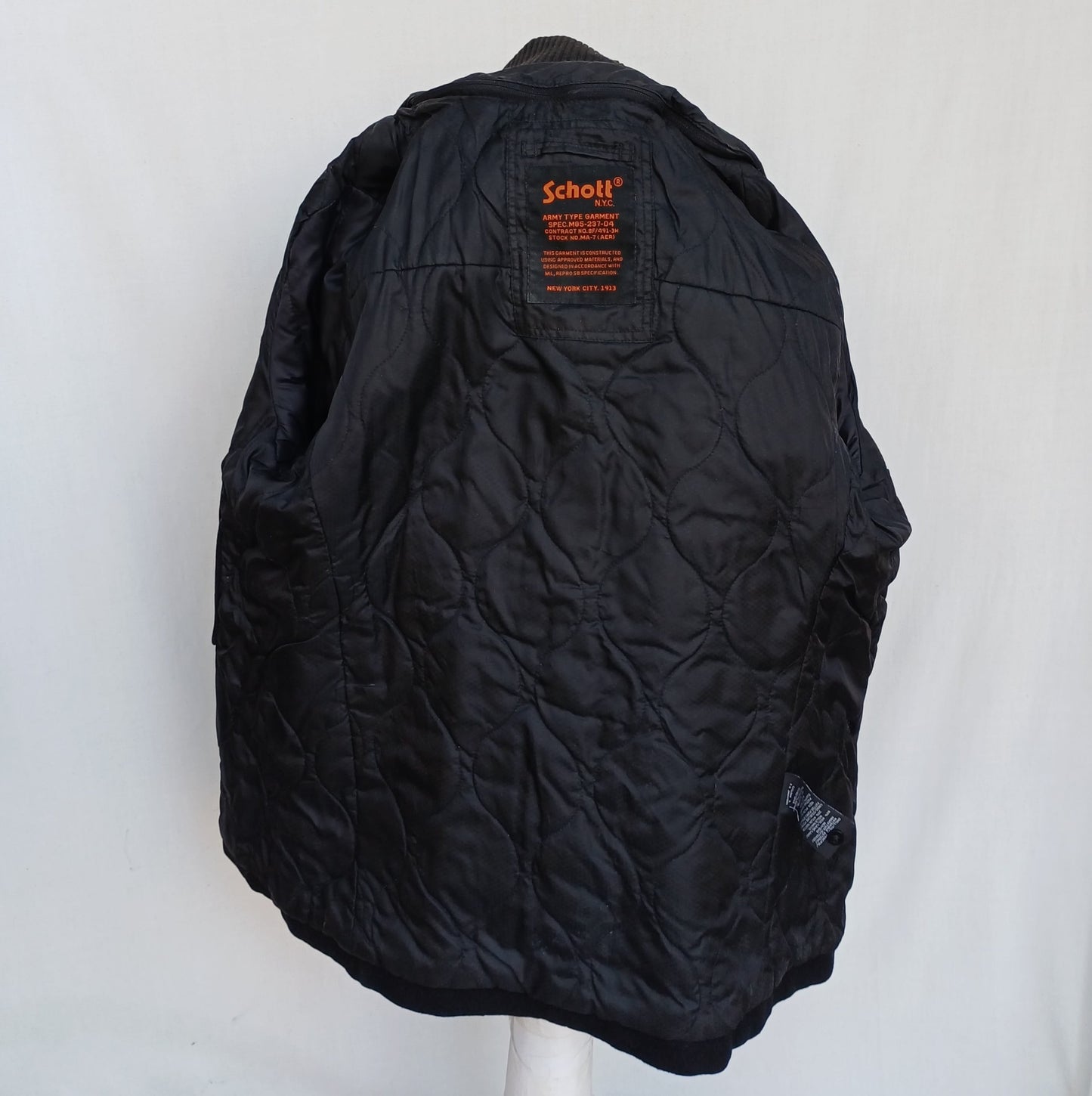 Schott Cyclone 2 Double Zipper Quilted Lining Wool Button Peacoat Mens L