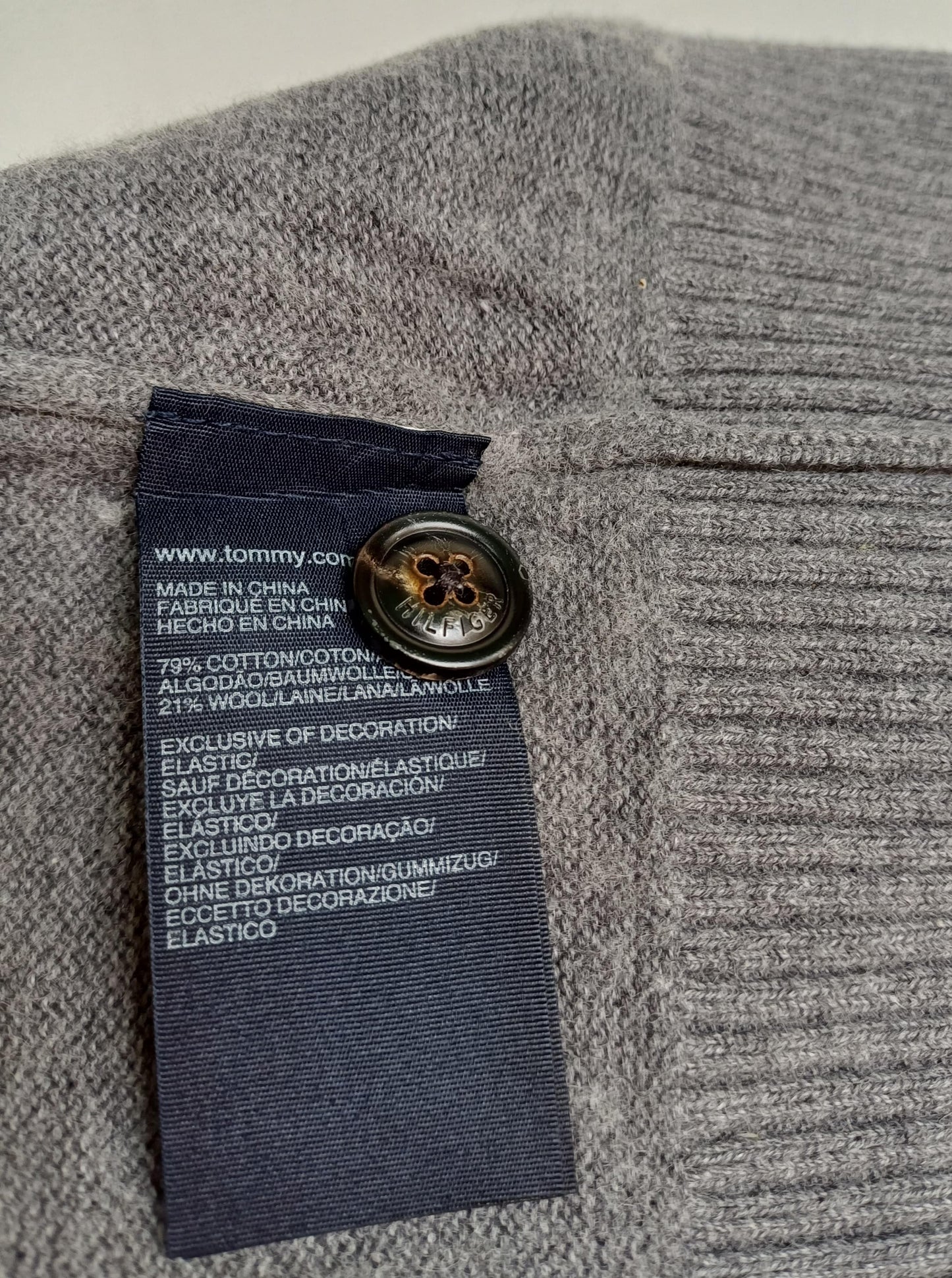 Tommy Hilfiger Shawl Collar Cotton/Wool Sweater Mens L