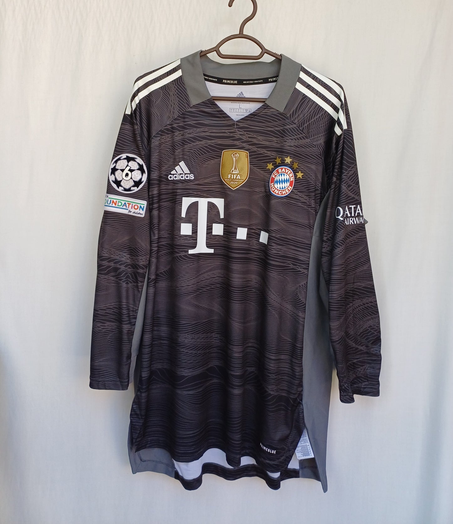 Bayern Munich 2021/22 #1 Neuer Adidas Champions League Player Issue Goalkeeper Shirt Mens L