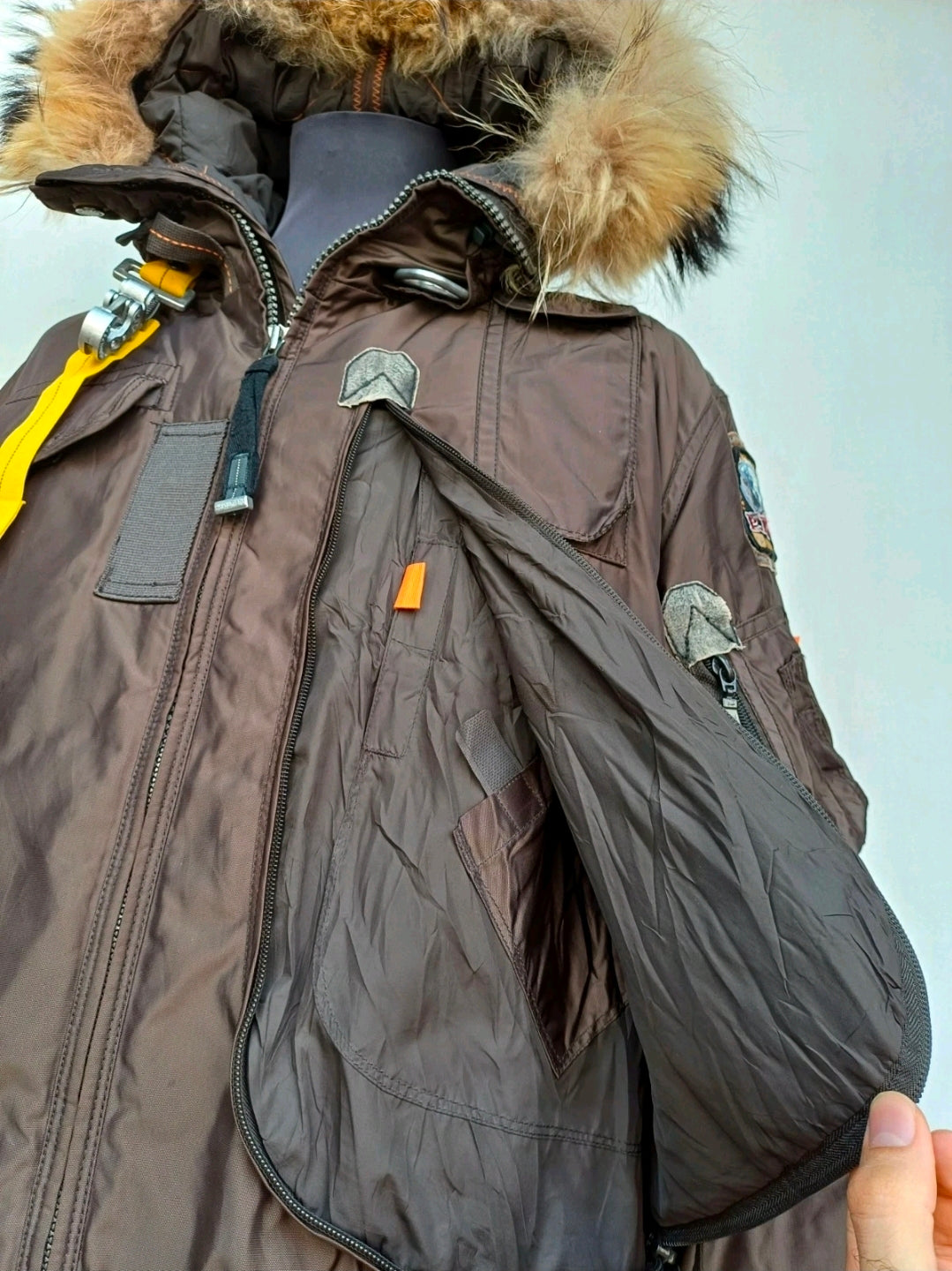 Parajumpers Real Fur Bomber Down Jacket W/Removable Lining Mens M