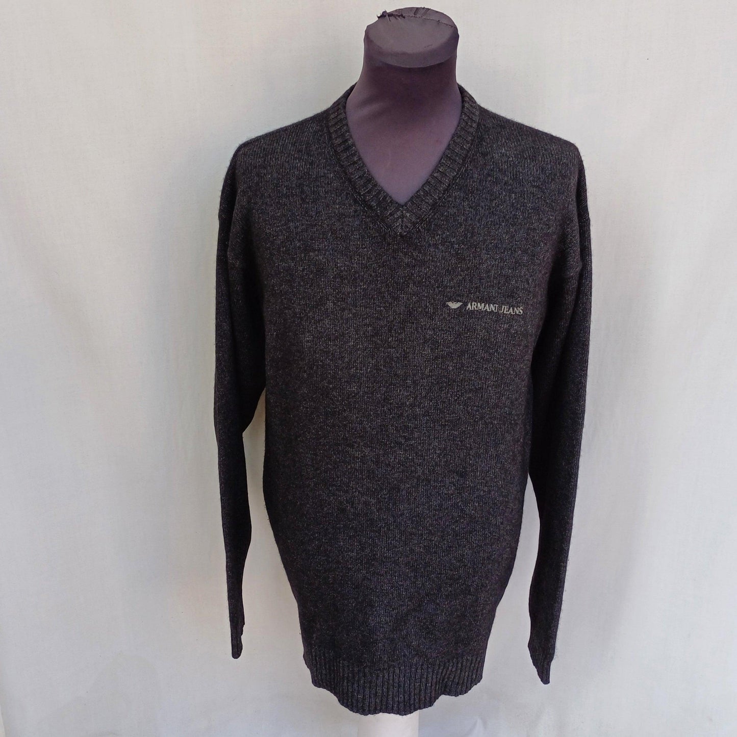 Armani Jeans Wool V-Neck Pullover Sweater Mens XL