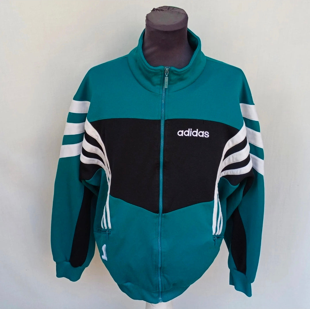 Vintage 90s Adidas Full Zip Track Top Jacket Striped Mens XL