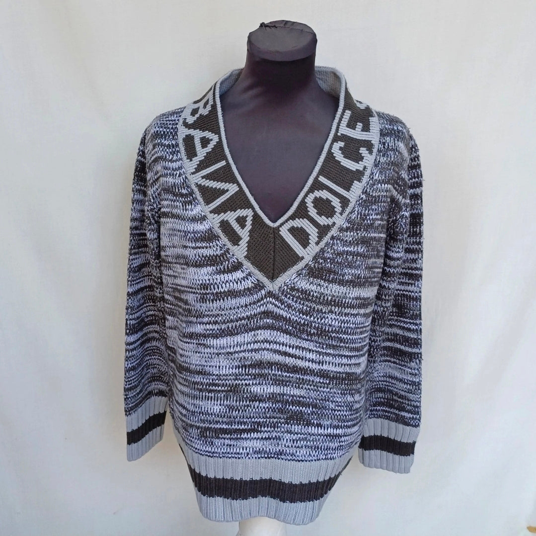 Dolce &Gabbana D&G Spell Out Wool Knit Pullover Sweater Jumper Mens S Oversized