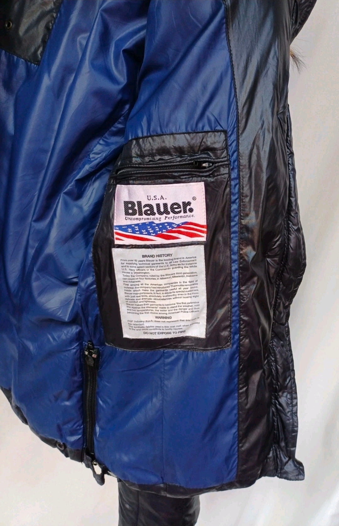 Blauer USA Womens Zip/Button Raccoon Fur Quilted Down Puffer Jacket Size XS