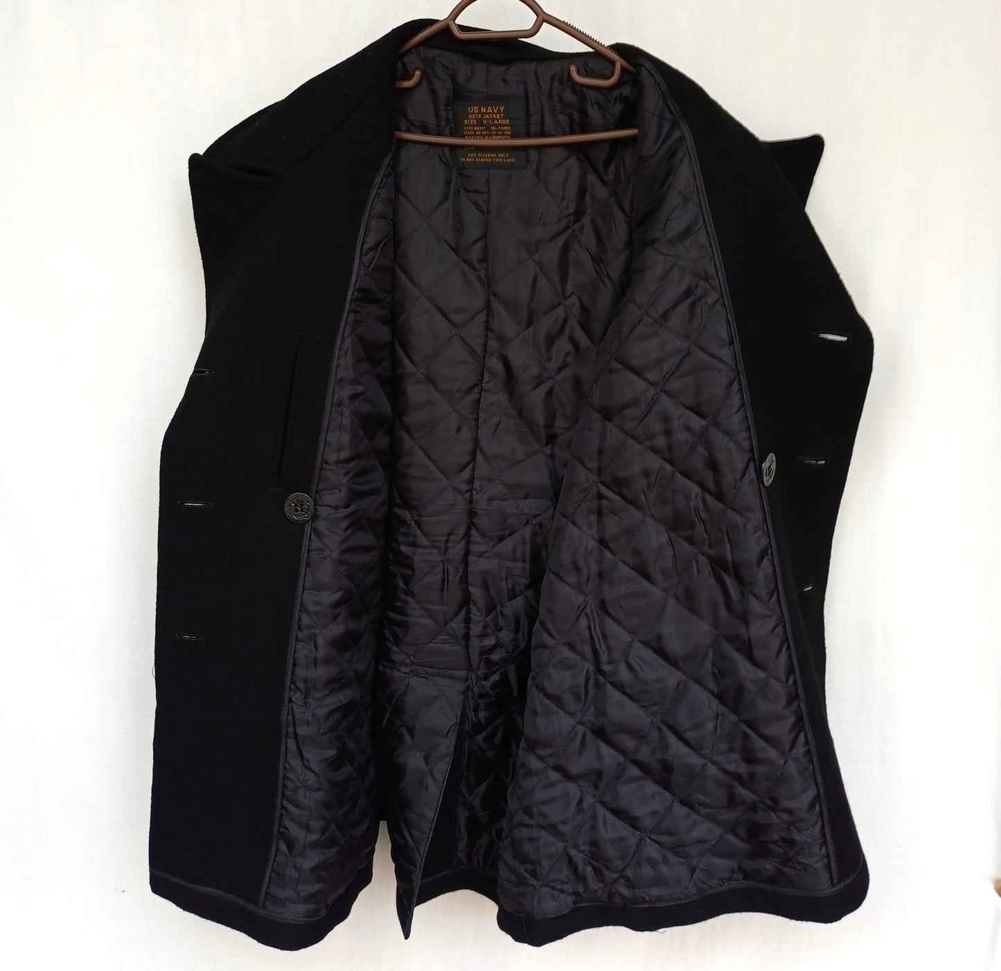 Fostex US Navy Quilted Lining Mens Wool Button Deck Jacket Coat Size XL