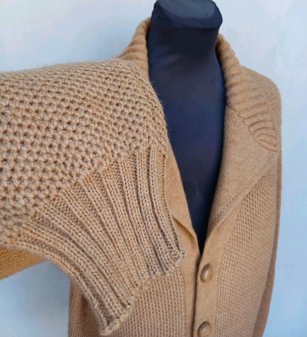 Vintage Richard Paris Grand Camel Hair/Wool Knit Button Cardigan Mens XL